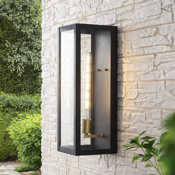 Berlin Iron/Glass Modern Industrial LED Outdoor Lantern - JONATHAN Y
